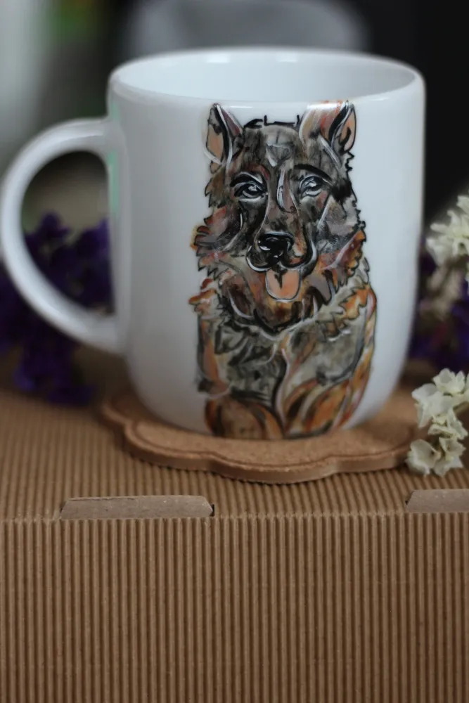 Portret psa — rękodzieło: porcelana