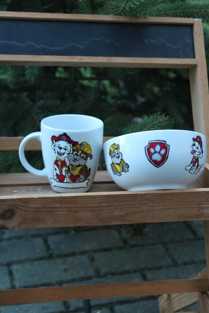 Kubek i miska dla najmłodszych — rękodzieło: porcelana