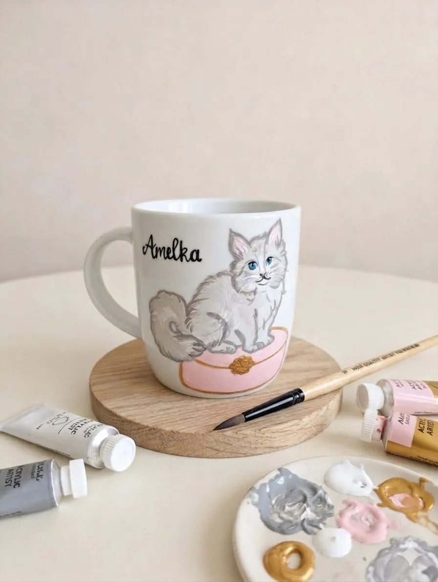 Kotka Amelka — rękodzieło: porcelana