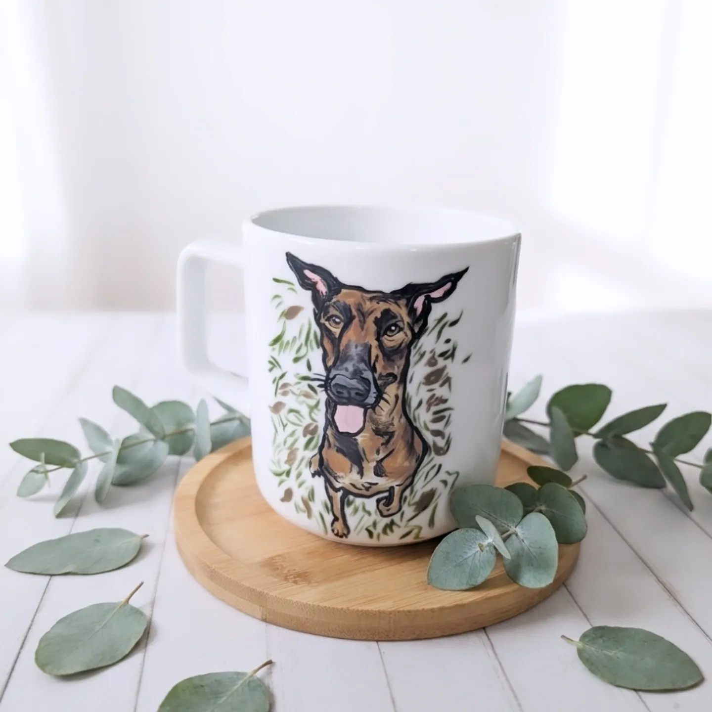 Portret psa na zamówienie — rękodzieło: porcelana